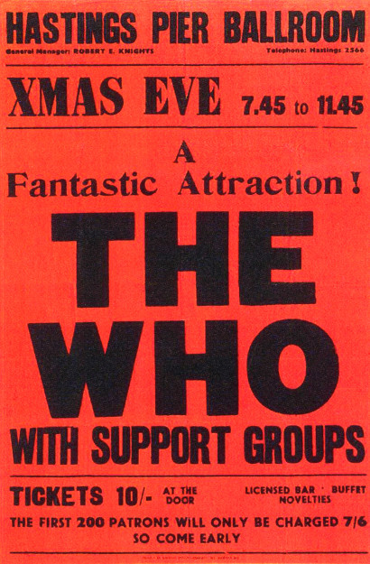 Poster for Who gig, Christmas Eve 1965