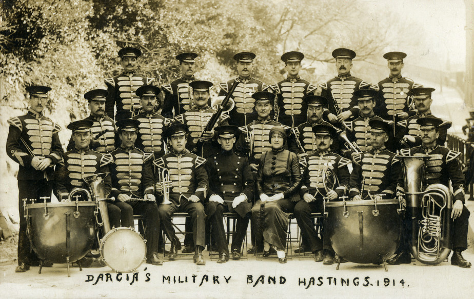 1914 postcard of Darcie's military band 1914