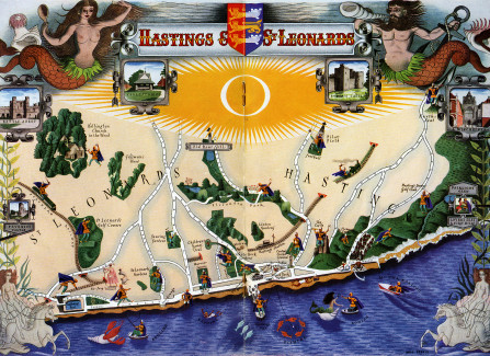 Map of Hastings & St Leonards, 1950s