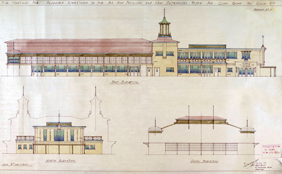 Callow and Callow plans 1935 proposed alterations foreshore plan sea end pavilion-elevations | East Sussex Record Office at The Keep