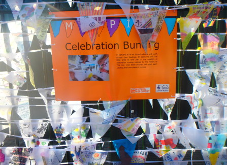 Bunting project created by local children.