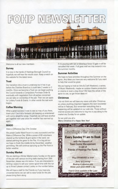 Newsletters published by Hastings Pier and White Rock Trust